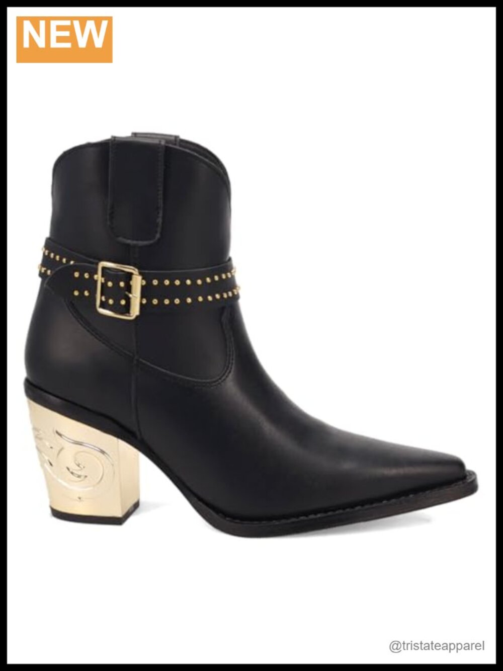 Dingo Women's Milano Studded Snip Toe Pull-On Casual Ankle Boots Leather Mid